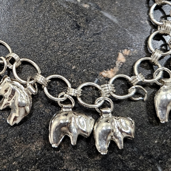 Silver BEARS CHARM BRACELET vintage new artisan handmade Indian silver bear - Picture 3 of 9
